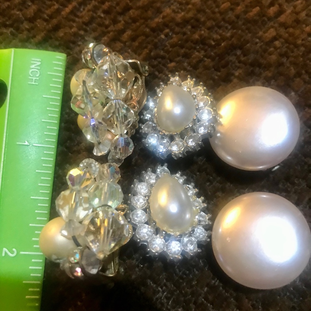 Clip Earrings Bundle of 3 Pair Pearl Vintage